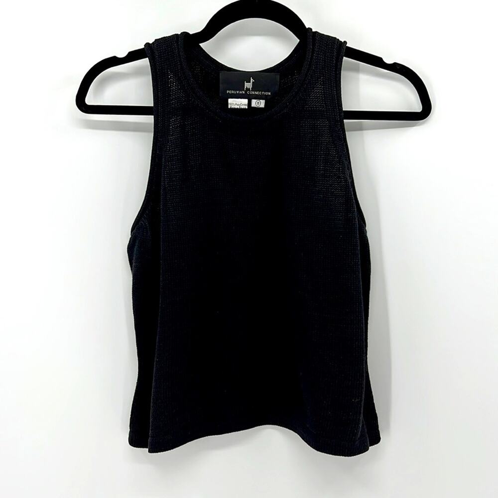 Peruvian Connection Pima Cotton Knit Tank Top - Black - Medium